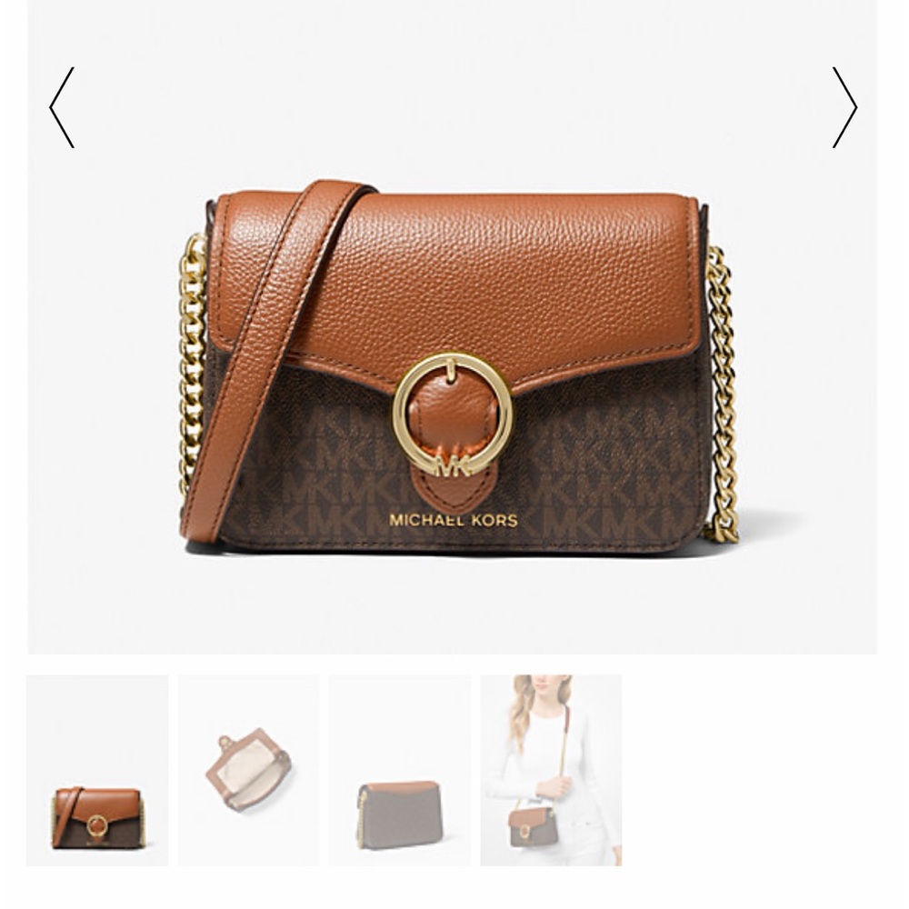 Michael Kors Wanda Small Logo and Pebbled Leather Crossbody Bag